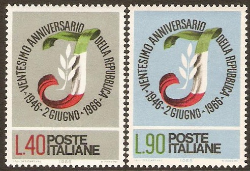 Italy 1966 Republic Anniversary Set. SG1162-SG1163.