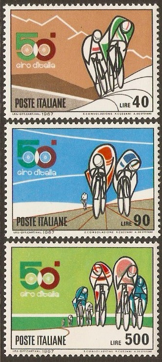 Italy 1967 Cycle Race Set. SG1182-SG1184.