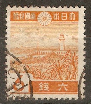 Japan 1937 6s Orange - Garambi Lighthouse. SG319.