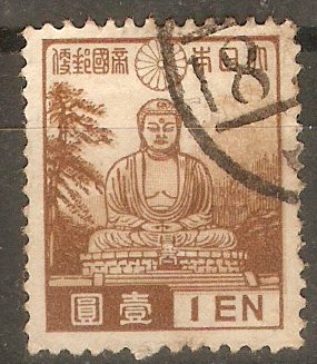 Japan 1937 1y Light brown and brown - Great Buddha. SG329.