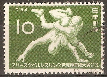 Japan 1954 10y Green - Free-style Wrestling. SG726.