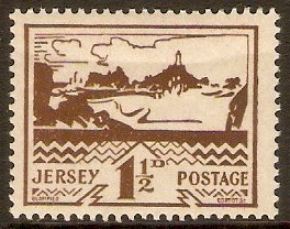 Jersey 1943 1½d Brown. SG5.