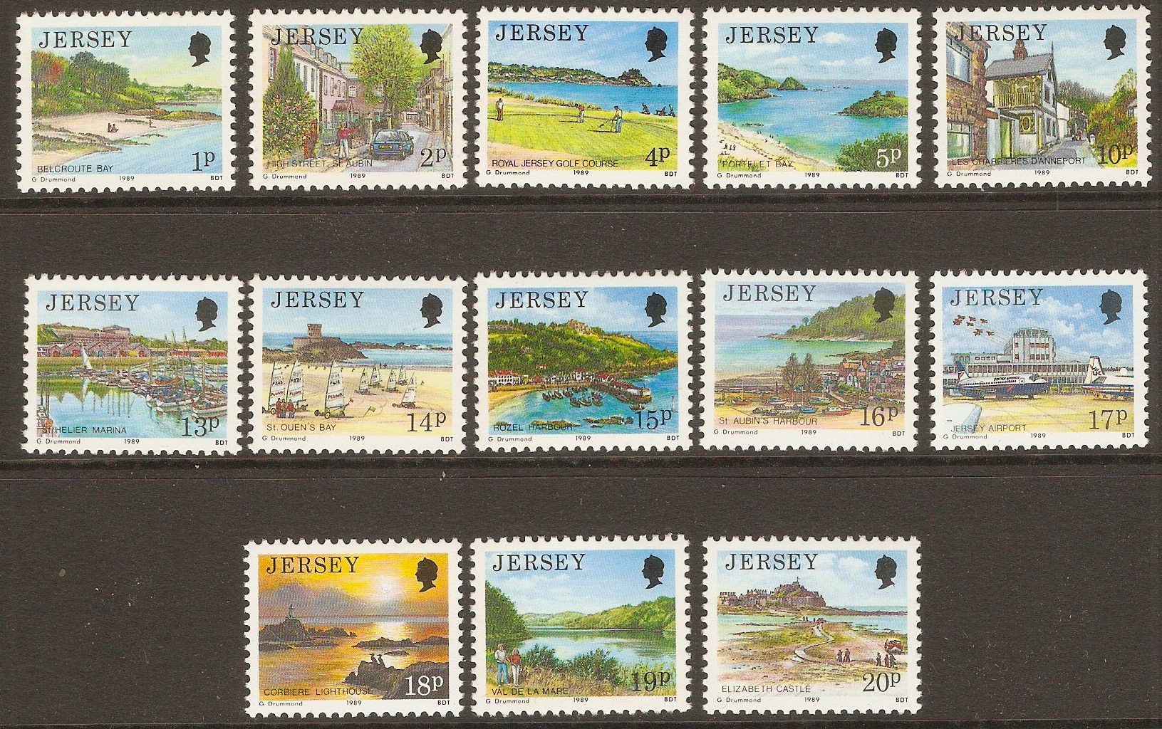 Jersey 1989 Jersey Scenes - Low value sequence. SG468-SG480.