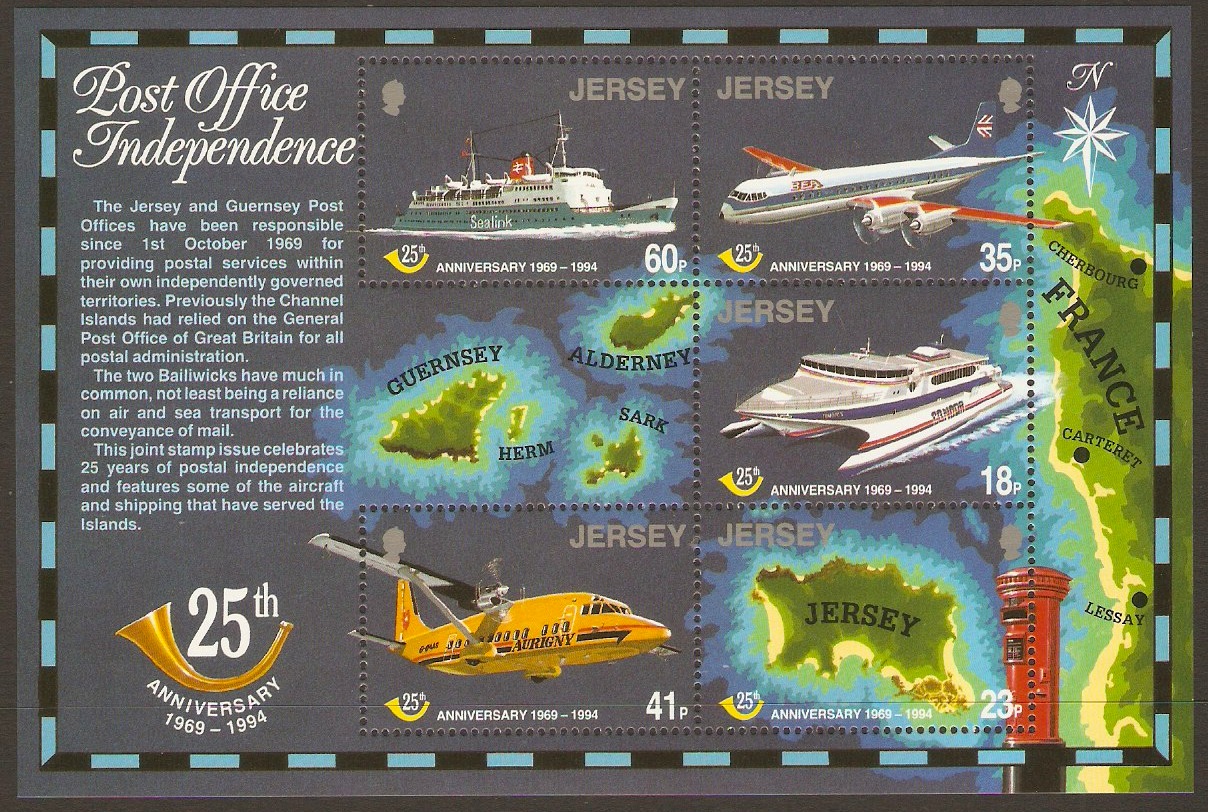 Jersey 1994 Postal Anniversary Sheet. SGMS679.