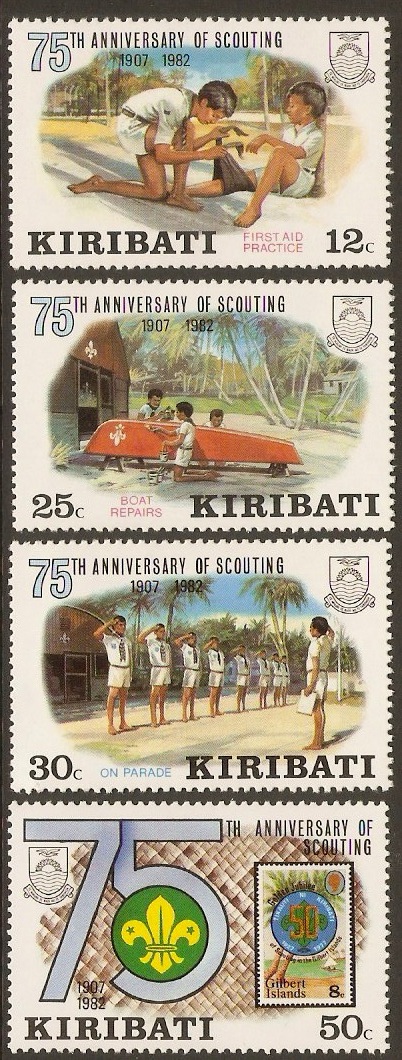 Kiribati 1982 Scouts Anniversary Stamps Set. SG189-SG192.