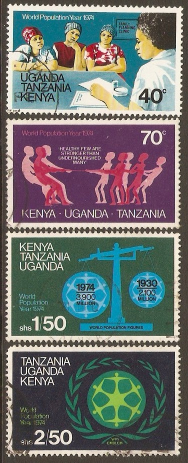 Kenya, Uganda and Tanzania 1974 Population Year Set. SG363-SG366