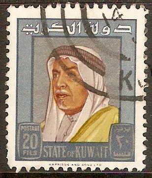 Kuwait 1964 20f Blue-Shaikh Abdullah definitive series. SG223.