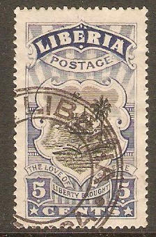 Liberia 1918 5c Black and blue. SG351.