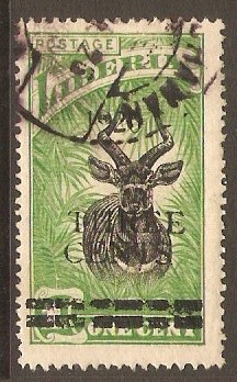 Liberia 1920 3c on 1c Black and green. SG393.