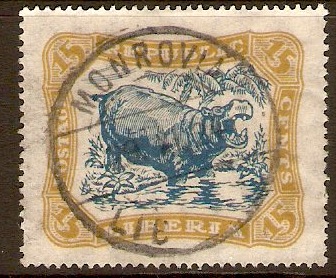 Liberia 1923 15c Blue and bistre. SG476.