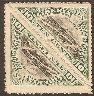 Liberia 1919 10c Black and green - Registration Stamp. SGR390.
