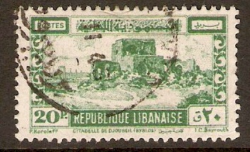 Lebanon 1945 20p Green - Byblos Castle series. SG291.