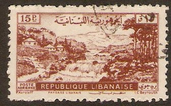 Lebanon 1948 15p Brown - Landscape series. SG375.