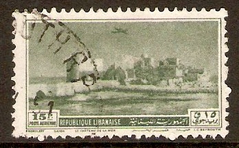 Lebanon 1950 15p Green - Sidon Castle Air series. SG423.