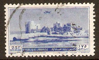 Lebanon 1950 25p Blue - Sidon Castle Air series. SG425.