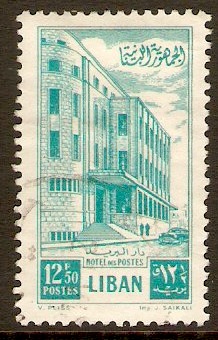 Lebanon 1953 12p.50 Turquoise - GPO series. SG470.