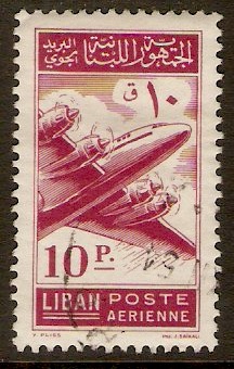 Lebanon 1953 10p Red - Air series. SG474.