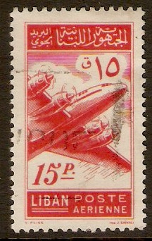 Lebanon 1953 15p Red - Air series. SG475.