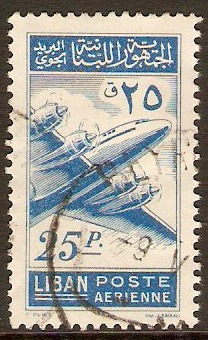 Lebanon 1953 25p Blue - Air series. SG477.