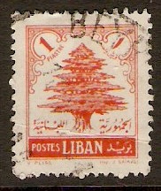 Lebanon 1954 1p Orange - Cedar series. SG482.