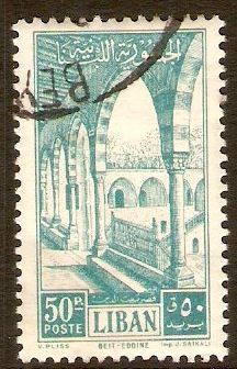 Lebanon 1954 50p Turquoise - Beit ed-Din Palace series. SG489.