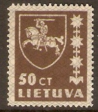 Lithuania 1934 50c Brown. SG419.