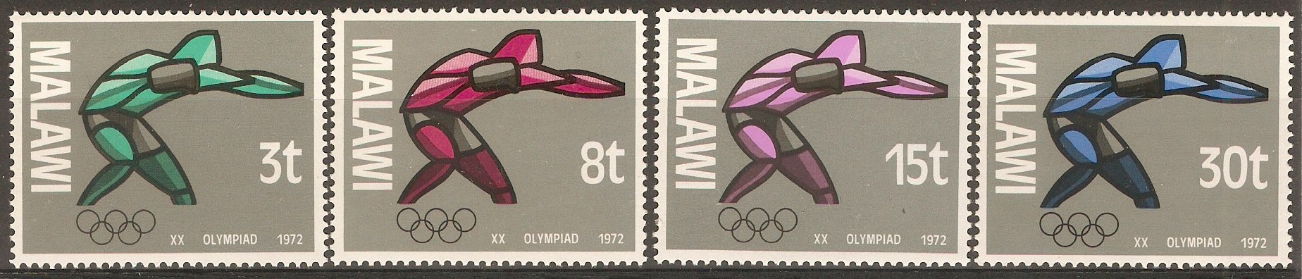 Malawi 1972 Olympic Games set. SG418-SG421.