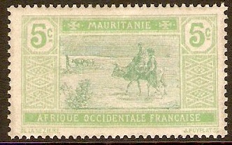 Mauritania 1913 5c Green and pale yellow-green. SG21.