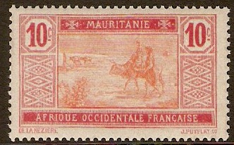 Mauritania 1913 10c Red-orange and rose. SG22.