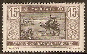 Mauritania 1913 15c Black and sepia. SG23.