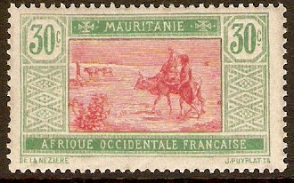Mauritania 1913 30c Rose and green. SG26.