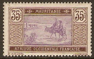Mauritania 1913 35c Violet and brown. SG27.