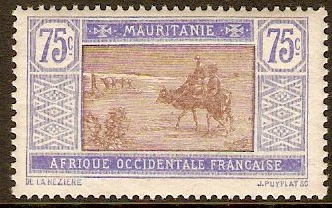 Mauritania 1913 75c Brown and ultramarine. SG31.