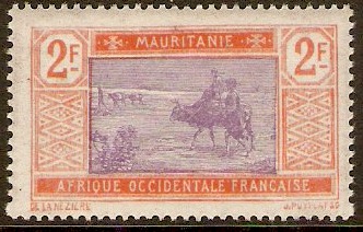 Mauritania 1913 2f Violet and red-orange. SG33.