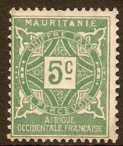 Mauritania 1914 5c Green Postage Due. SGD35.