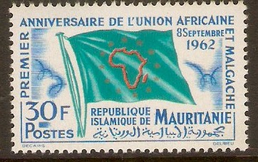 Mauritania 1962 30f Union Flag. SG155.