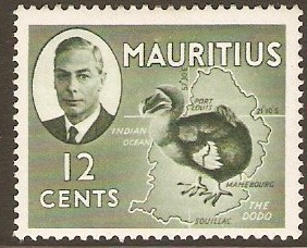 Mauritius 1950 12c Olive-green. SG282.