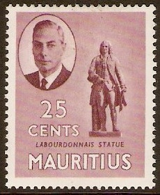 Mauritius 1950 25c Brown-purple. SG284.
