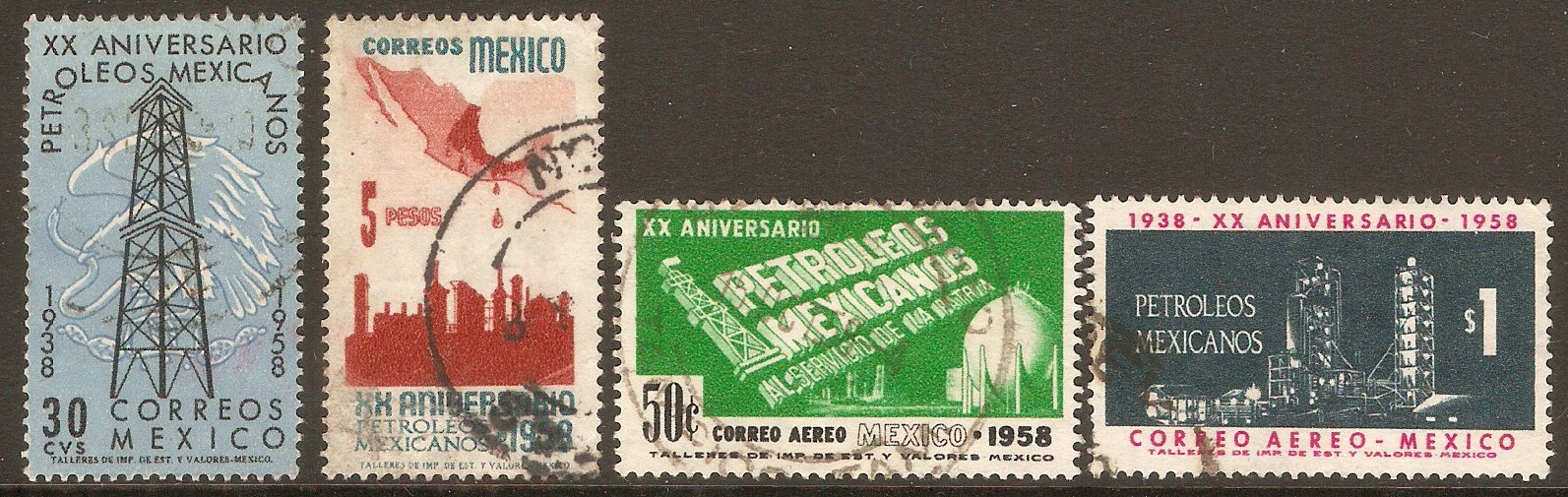 Mexico 1958 Oil Industry Anniversary set. SG964-SG967.