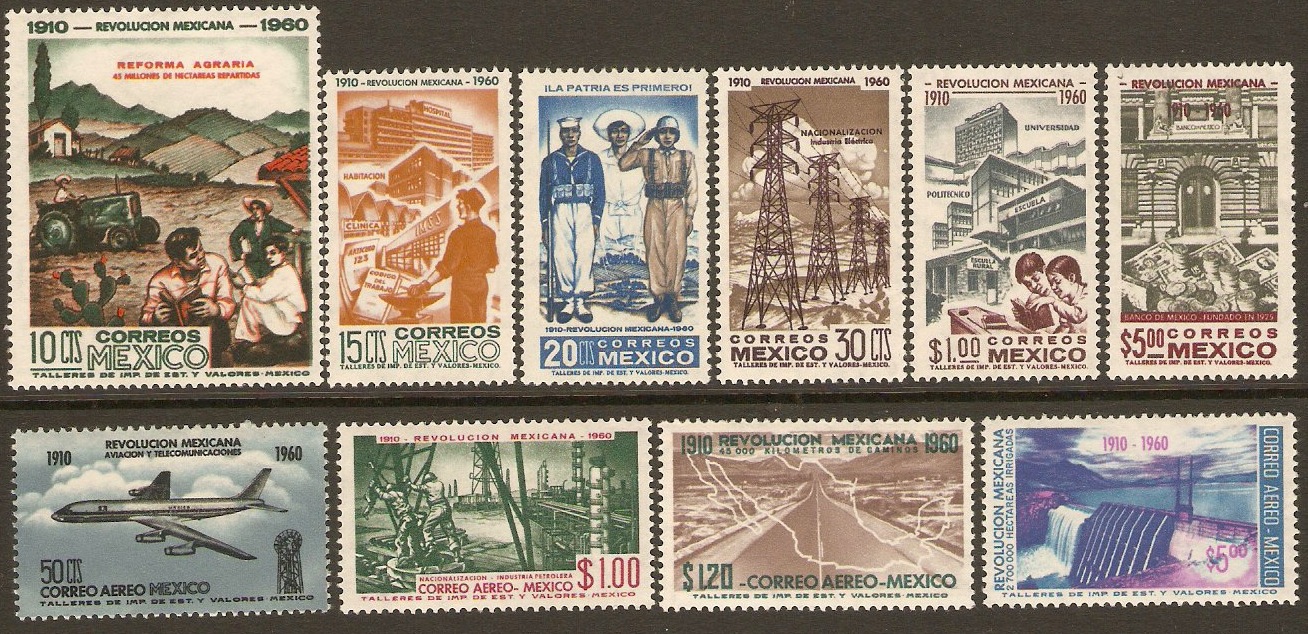 Mexico 1960 Revolution Anniversary Set. SG984-SG993.