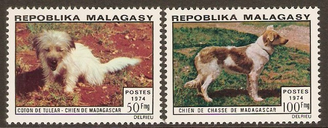 Malagassy 1974 Dogs Stamps Set. SG289-SG290.