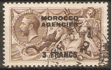 Morocco Agencies 1924 1f on 2s.6d Chocolate-brown. SG200.