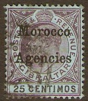 Gibraltar Issues 1903 25c Purple and black on blue. SG20.