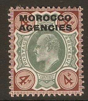 Morocco Agencies 1907 4d Green and chocolate-brown. SG34.