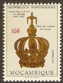 Mozambique 1967 50c Fatima Apparitions Stamp. SG594.
