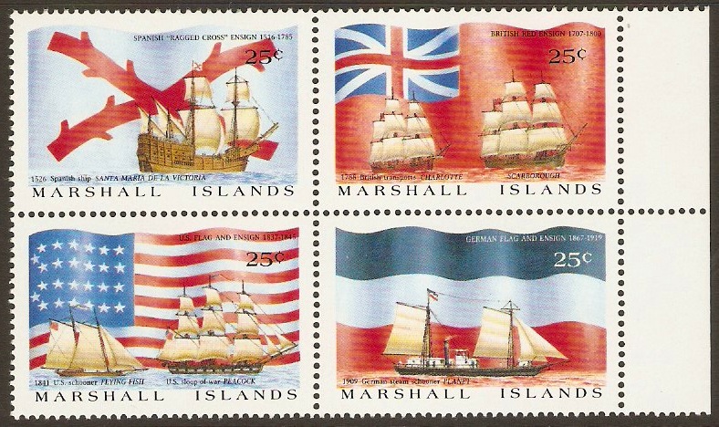 Marshall Islands 1988 Ships and Flags Set. SG185-SG188.