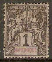 Martinique 1892 1c Black on azure. SG33.