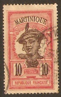 Martinique 1908 10c Carmine. SG66.