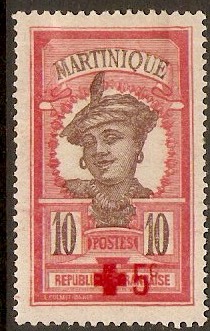 Martinique 1915 10c +5c Red Cross stamp. SG83.