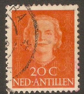 Netherlands Antilles 1950 20c Red-orange. SG315.